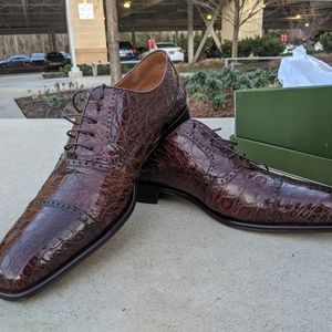 New Mezlan men's 13 brown crocodile Lace up shoes.